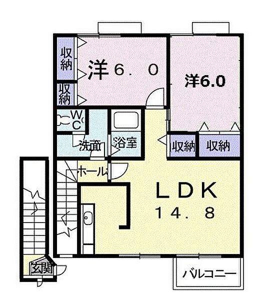 香川県高松市国分寺町国分(賃貸アパート2LDK・2階・64.97㎡)の写真 その4