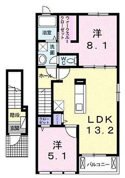 香川県高松市太田上町(賃貸アパート2LDK・2階・58.67㎡)の写真 その4