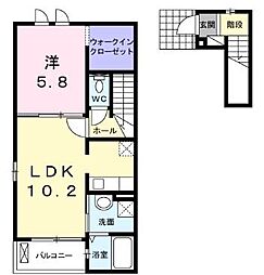 ポライトリーＲ 2階1LDKの間取り