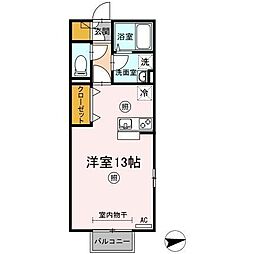 パラディー森塚 1階ワンルームの間取り