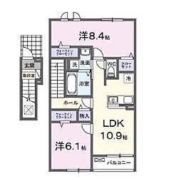 ラ・レコルト宇多津II 2階2LDKの間取り