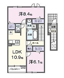 ラ・レコルト宇多津II 2階2LDKの間取り