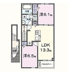 カーサ・グレイス　Ａ 2階2LDKの間取り