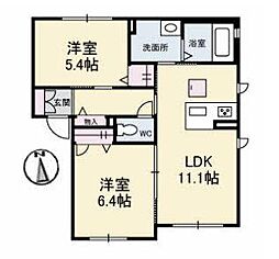 シャーメゾン善通寺町　B棟 2階2LDKの間取り