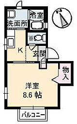 シャーメゾンK 1階1Kの間取り