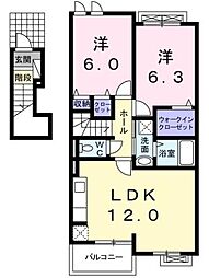 バーミィ　スクエア 2階2LDKの間取り
