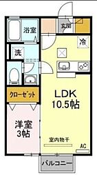 ユーラナス木太 1階1LDKの間取り