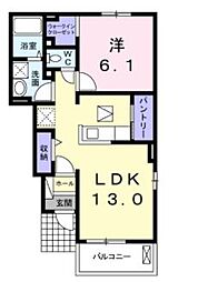 ジェネシスII 1階1LDKの間取り