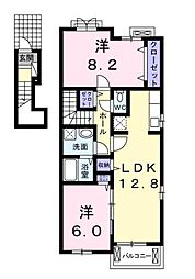 ミューズ林B 2LDKの間取図画像