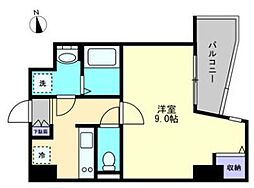 JR高徳線 栗林公園北口駅 徒歩5分の賃貸マンション 2階1Kの間取り