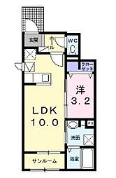 マ・メゾン土器　II 1階1LDKの間取り