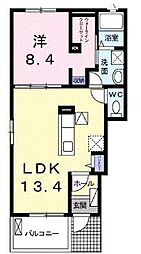 ジュネスＭII 1階1LDKの間取り