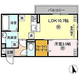 オラシオン　B棟 1階1LDKの間取り