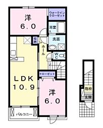 JadeHouse Ｂ 2階2LDKの間取り