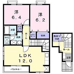 ネオ・パラッツオＡ 2階2LDKの間取り