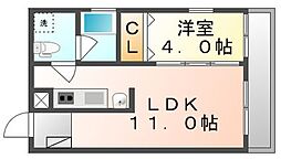 コリドールベルエア 3階1LDKの間取り