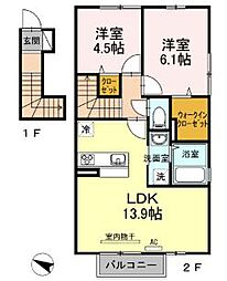 ロセート 2階2LDKの間取り