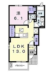 アルバA 1階1LDKの間取り