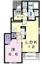 オーブ下田井F 1階1LDKの間取り