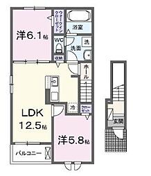 アリビオII 2階2LDKの間取り