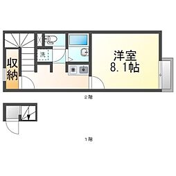 JR瀬戸大橋線 坂出駅 徒歩11分の賃貸アパート 2階1Kの間取り