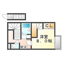 レオパレスメルピーチSUZU 2階1Kの間取り