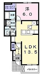 エトワール昴A 1階1LDKの間取り