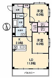 バウライフ 1階2LDKの間取り