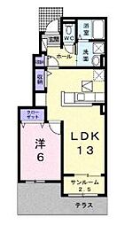 ルクア三条B 1LDKの間取図画像
