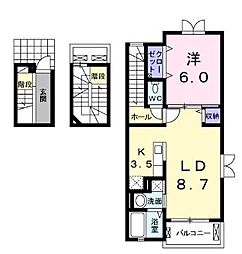 クレール木太 1LDKの間取図画像
