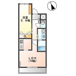 ブルーリッジ 1LDKの間取図画像