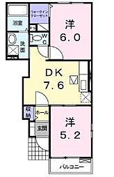 サニーレジデンスA 2DKの間取図画像