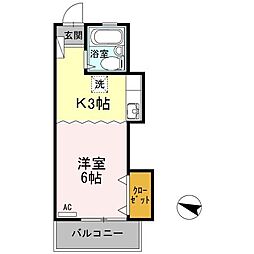 ピュアハイツ生野 1Kの間取図画像