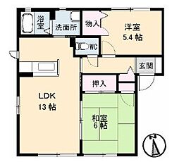 グリーンコートB 2LDKの間取図画像