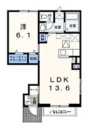 グランディール・堀越 1LDKの間取図画像
