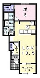 アンジュ 1LDKの間取図画像