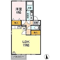 エクセレンス・ファミール木太A 1LDKの間取図画像