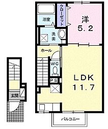 メゾンサンフラワーA 1LDKの間取図画像