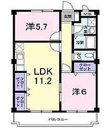 マリッチ溝渕1 2LDKの間取図画像