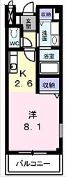エスポワール土居C棟 1Kの間取図画像