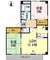 アンビエンテ花ノ宮 2LDKの間取図画像