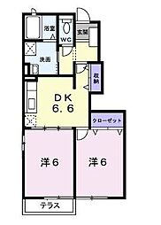 エマールカモガワ 2DKの間取図画像