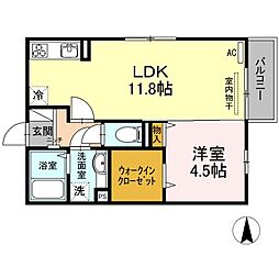 Zen参 1LDKの間取図画像