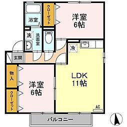 サン・スクエアA 2LDKの間取図画像