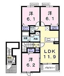 ボルベール2 3LDKの間取図画像