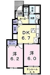 フィオーレ・G2 2DKの間取図画像
