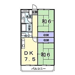 マリッチF1 2DKの間取図画像