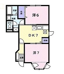 ベルメゾンサークル 2DKの間取図画像