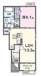 綾歌郡宇多津町岩屋アパート 1LDKの間取図画像