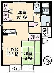 パティオ-6 2LDKの間取図画像